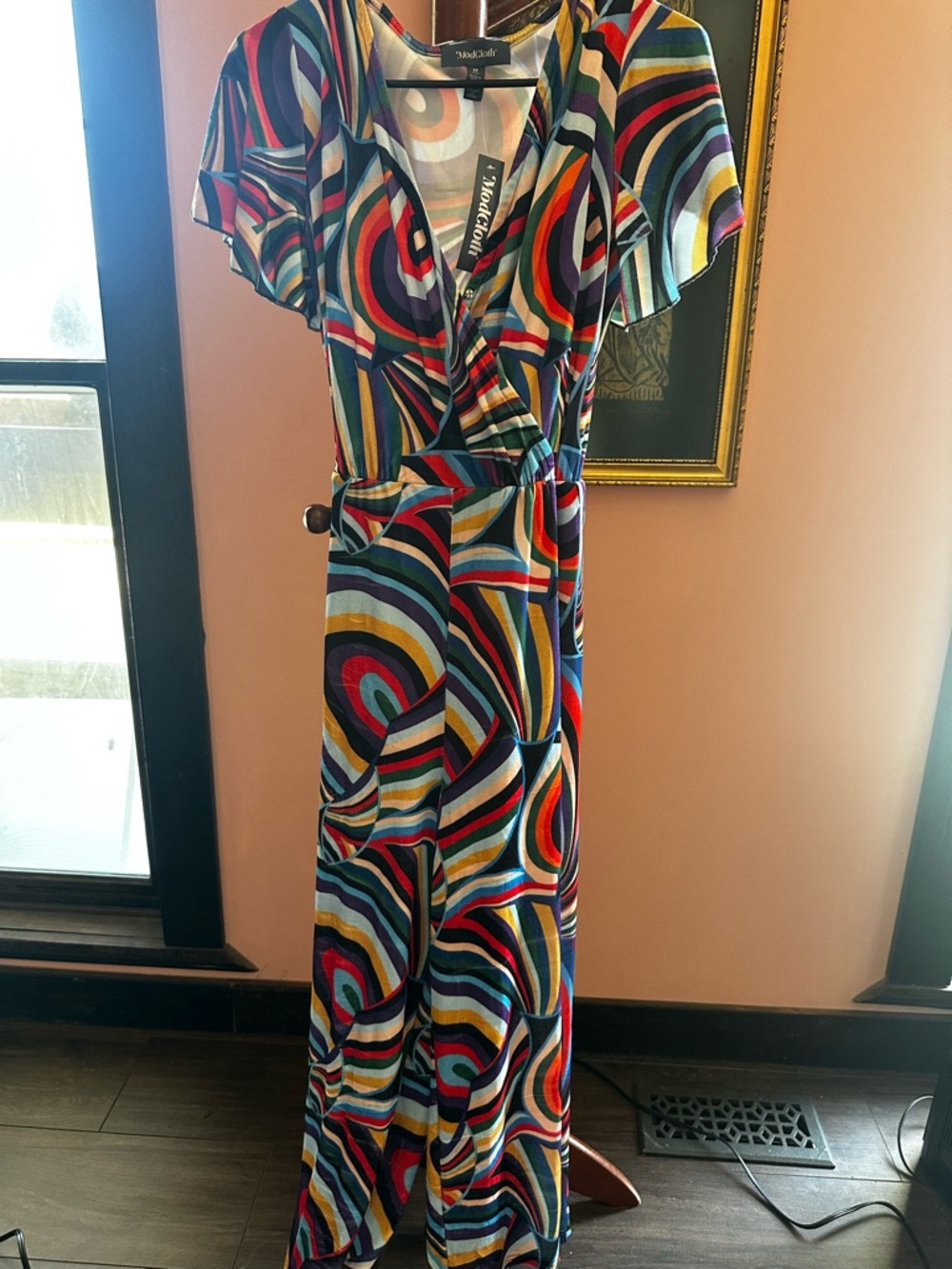 ModCloth Multicolor Abstract Wrap Maxi Jumpsuit